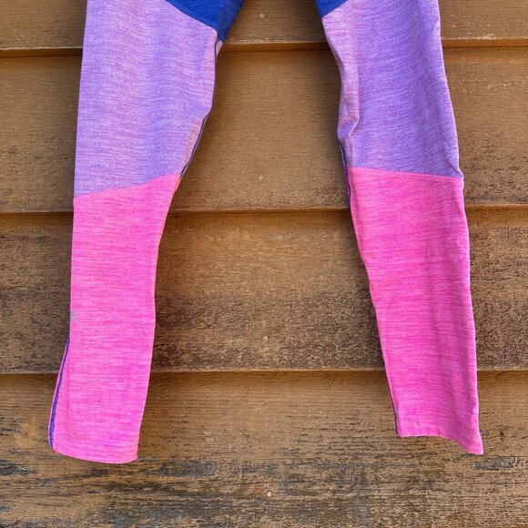 Champion Girls Colorblock Leggings Blue/Purple/Pink Size L 10/12 Stretchy Polyes - Picture 7 of 7